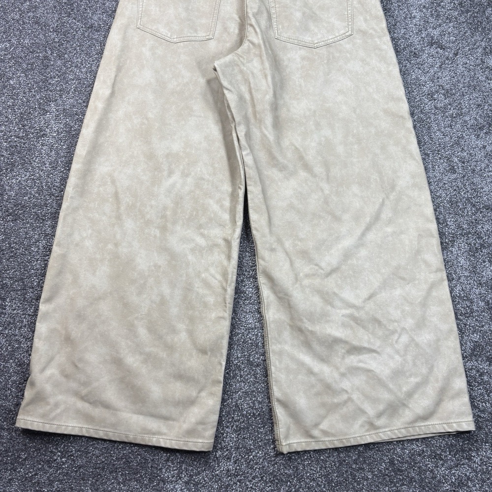 We The Free Misha High-Rise Wide Barrel Faux Leather Pants Womens 30 Beige Vegan - Picture 3 of 12